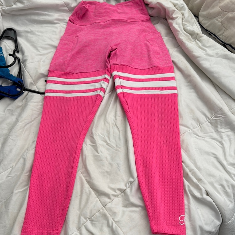 Bombshell Sportswear Pink and White Thigh High Leggings